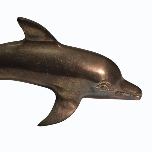 Vintage Brass Dolphin Figurine Paperweight Display Piece - Picture 3 of 10
